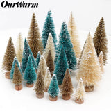 8Pieces Sisal Fiber Mini Christmas Tree 3Colors Snow Frost Small