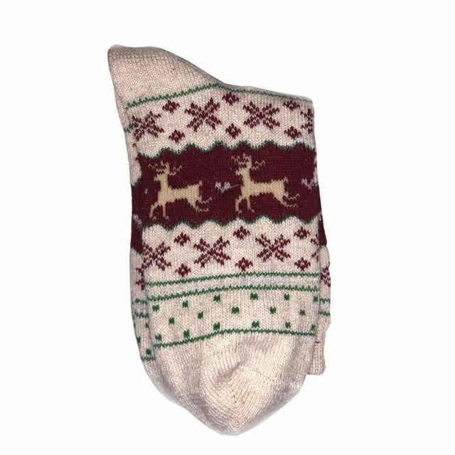 Christmas Deer Moose Design Casual Warm Winter Knit Wool Female Socks Christmas Decoration Supplies MR0022