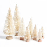 8Pieces Sisal Fiber Mini Christmas Tree 3Colors Snow Frost Small